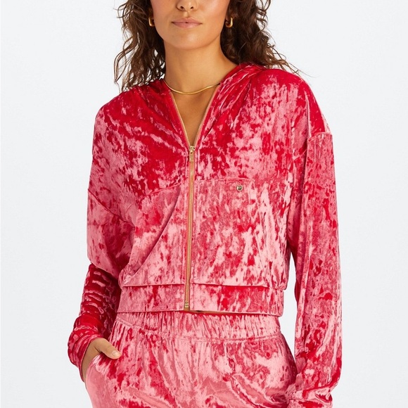 Crushed velour zip up hoodie - Picture 3 of 5